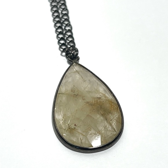 Sterling Silver Rutilated Quartz Necklace Pendant 925 - Picture 3 of 5